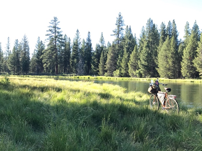 Riding a trail along the Deschutes River, near La Pine, Oregon