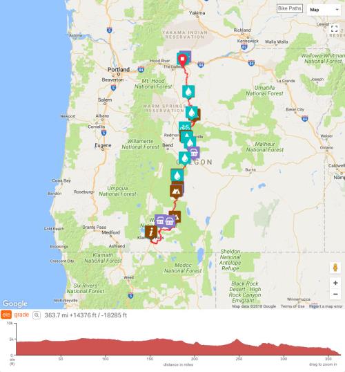The route as shown in Ride with GPS
